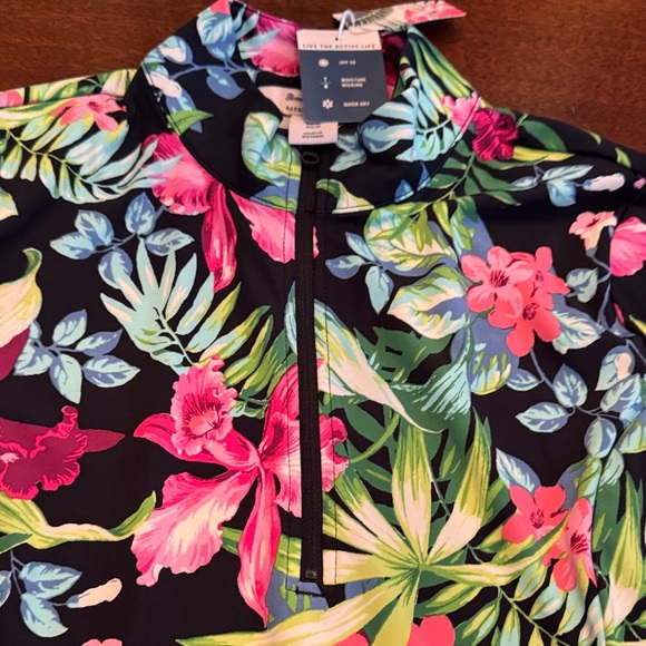 Tommy Bahama Floral Long Sleeve 1/4 Zip Women's Top - Picture 7 of 10